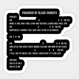 Paranoid Chords Lyrics Sticker